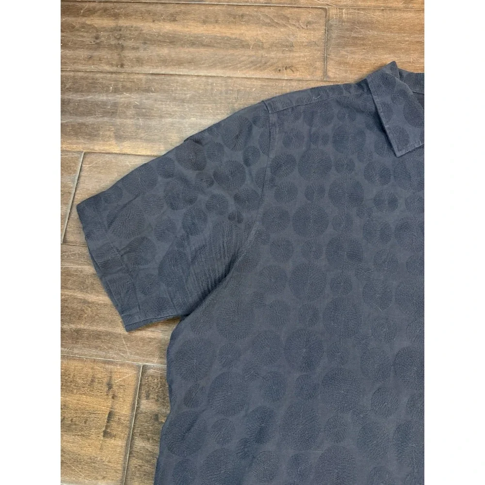 Ted Baker Textured Button Up Shirt Relaxed Short Sleeve‎ | Navy | Size 6 XXL